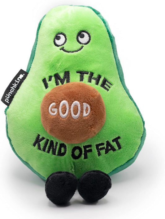 Avocado Foodie Plushie, Funny Pun Meme Gag Gift, White Elephant, Stocking Stuffer Present, Great for Emotional Support, Fun Desk Accessory, Weighted Base for Display