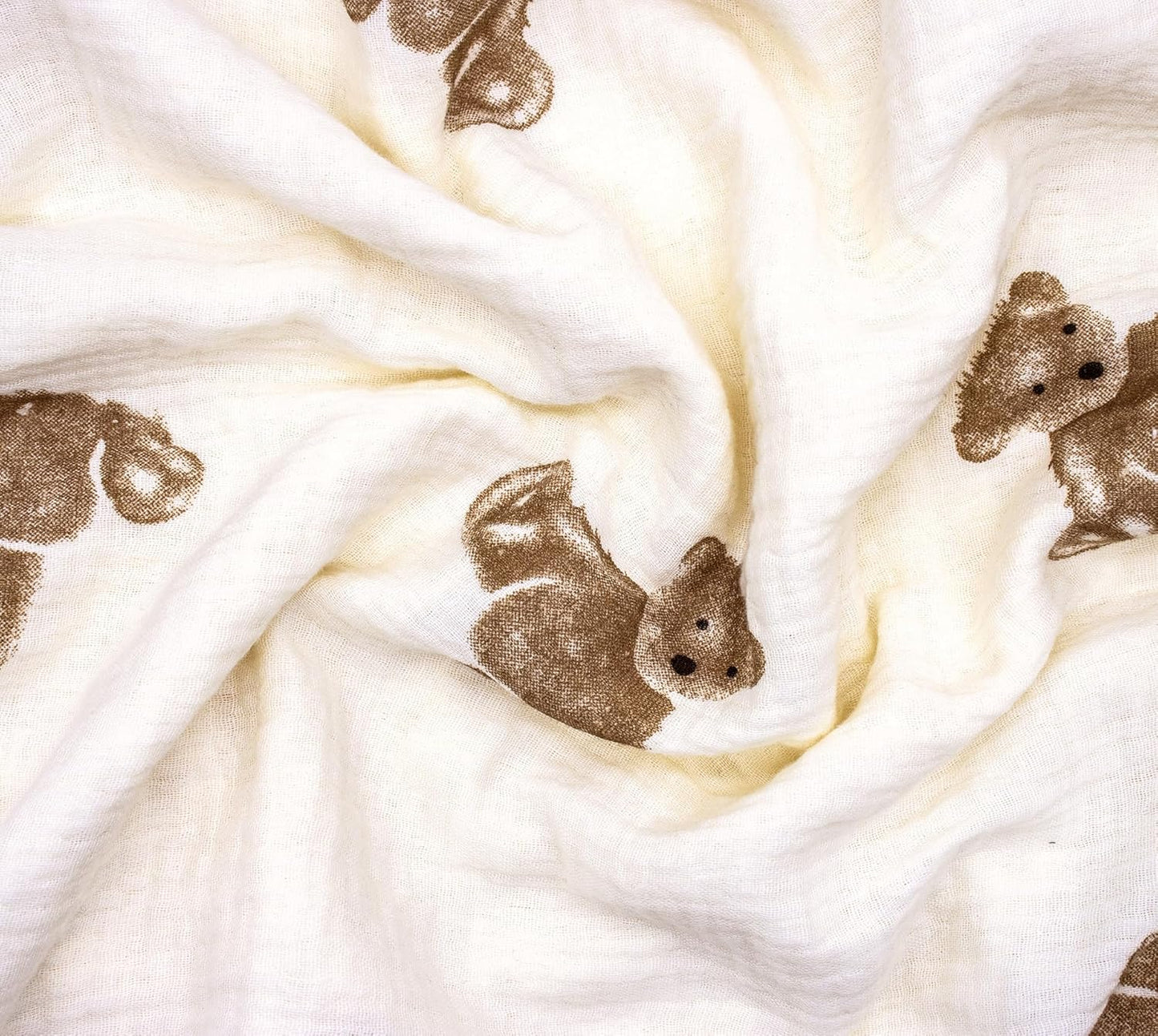 Baby Blanket Double Layer Cotton 40 x 40 Soft Receiving Blanket with Pattern Machine Washable Brown Bear