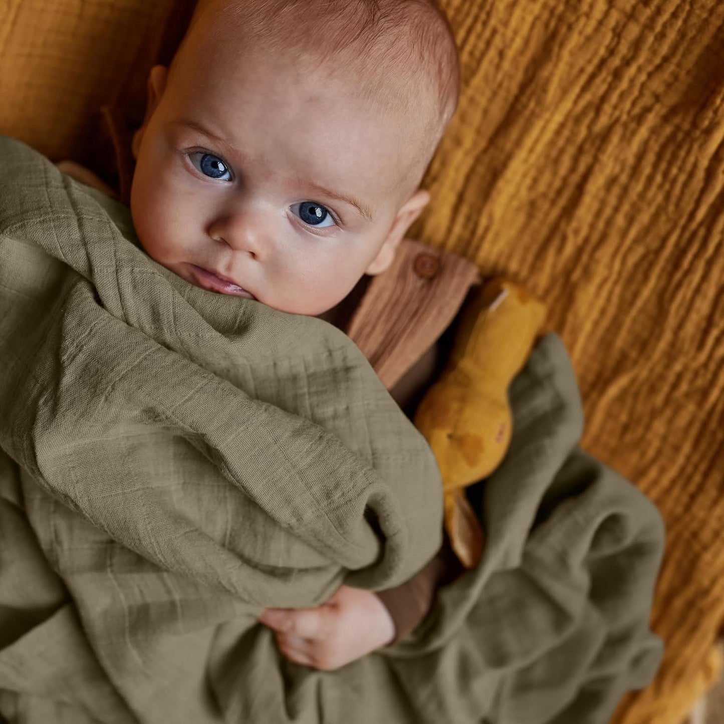 Swaddle - 100% Organic Cotton - Muslin Swaddle Blankets for Newborn, 47" x 47" (Sage Green)