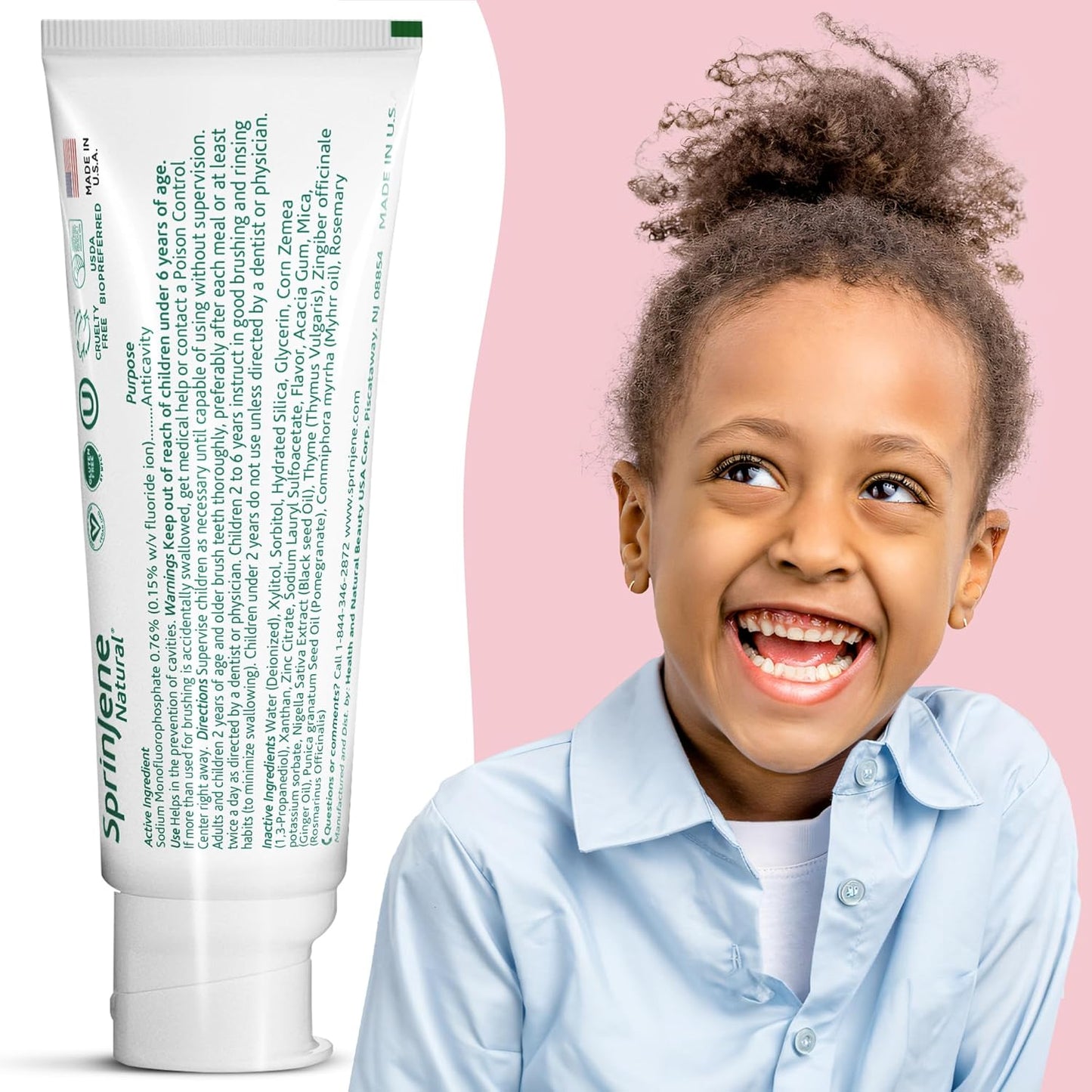 SprinJene Natural Kids Toothpaste, Strawberry | Natural Children’s Toothpaste | Fluoride Free Toothpaste for Toddlers | 2 Pack