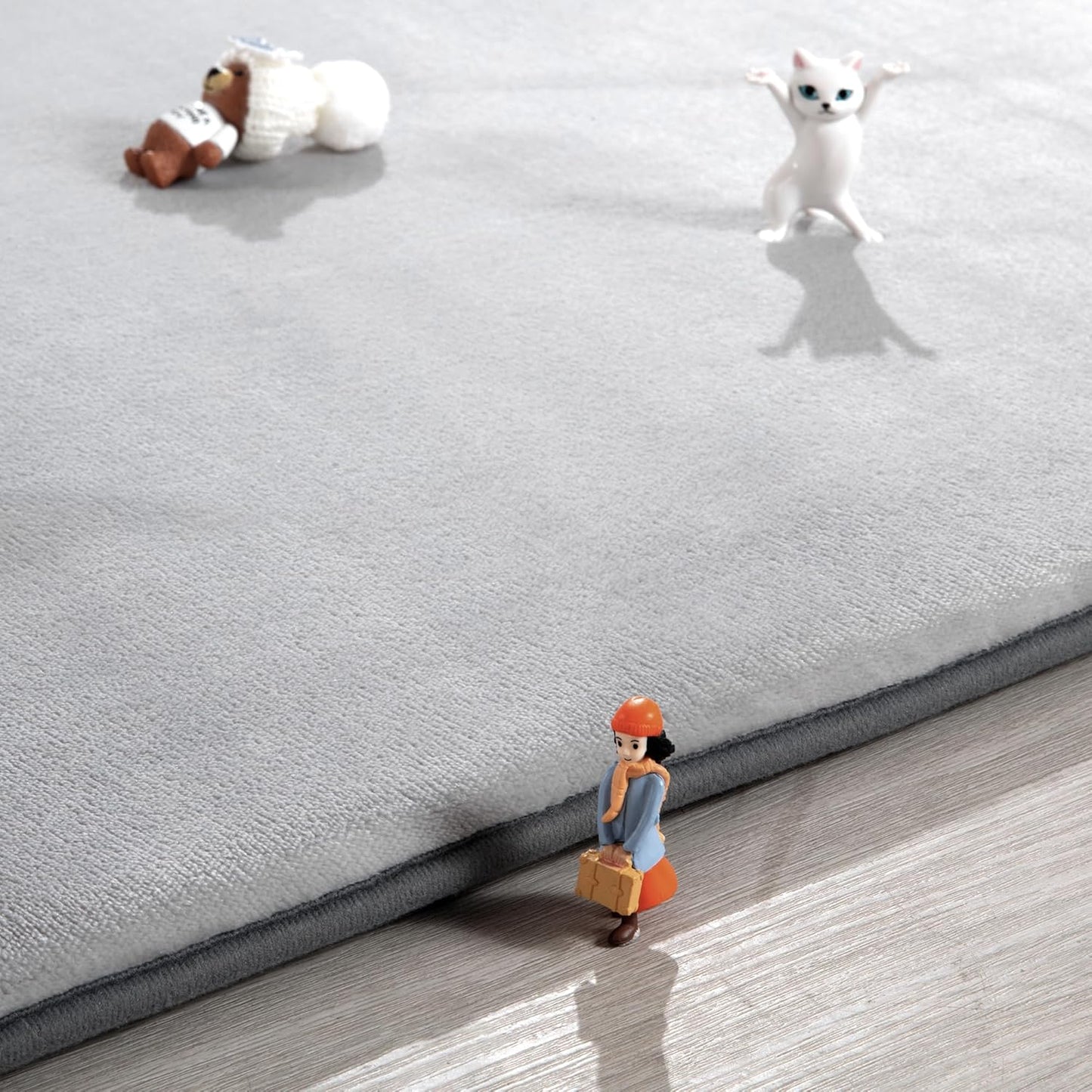 BALAPET Thick Memory Foam 74x50 Play Mat for Playpen, Super Soft Velvet Portable Baby Playpen Mat for Kids Toddler Crawling and Play, Non-Slip Bottom Playmat, Grey