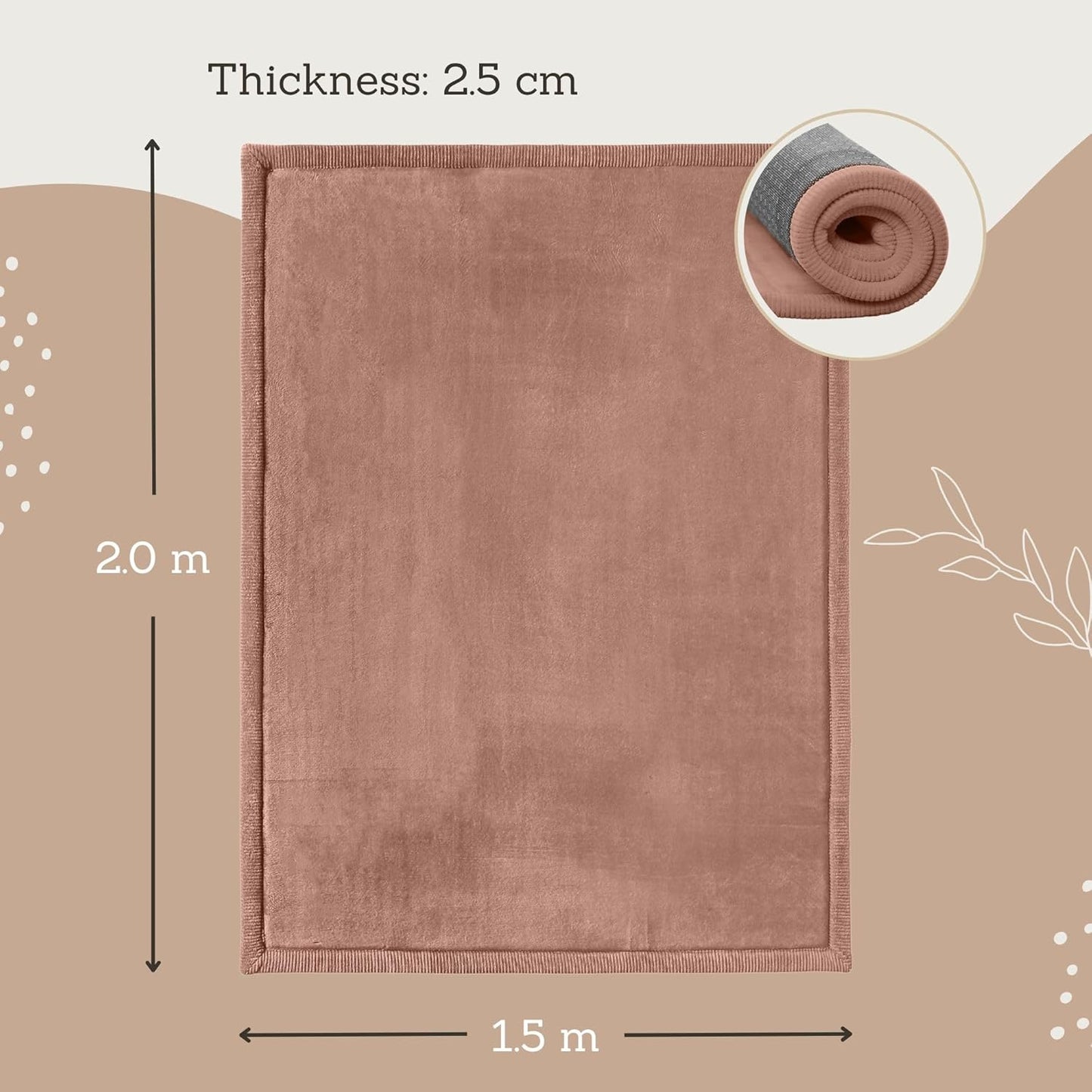 Stylish Coral Velvet Baby Play Mat for Floor 60" x 80" Brown – Soft 1" Thick High-Density Memory Foam Nursery Rug,Kids Rug with Non-Slip Backing for Crawling & Playing, Playroom Rug, Kids Carpet