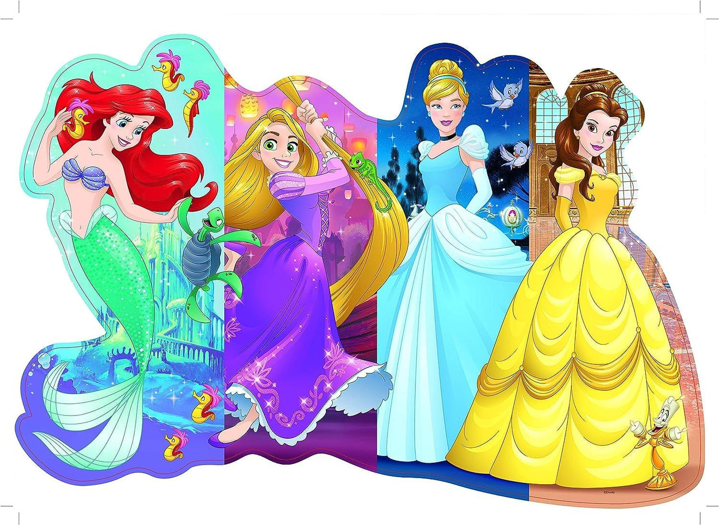 Ravensburger - Disney Pretty Princesses - 24 Piece Jigsaw Floor Puzzle - Belle, Cinderella, Ariel and Rapunzel in Bold, Bright Colors - Premium Quality - Ideal Gift - Screen-Free Fun - Children Age 3+