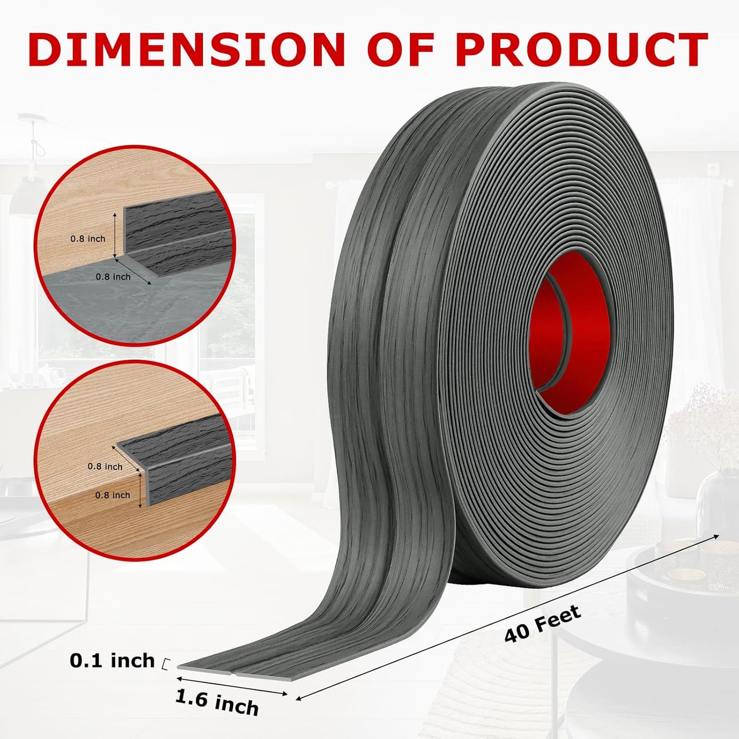 Flexible Wall Corner Protector Moulding Trim Peel and Stick Wall Corner Guards Edge Protector Self Adhesive Molding Trim Strip for Edge Ceiling (Deep Gray Wood Grain, 1.6 in x 40 Ft)
