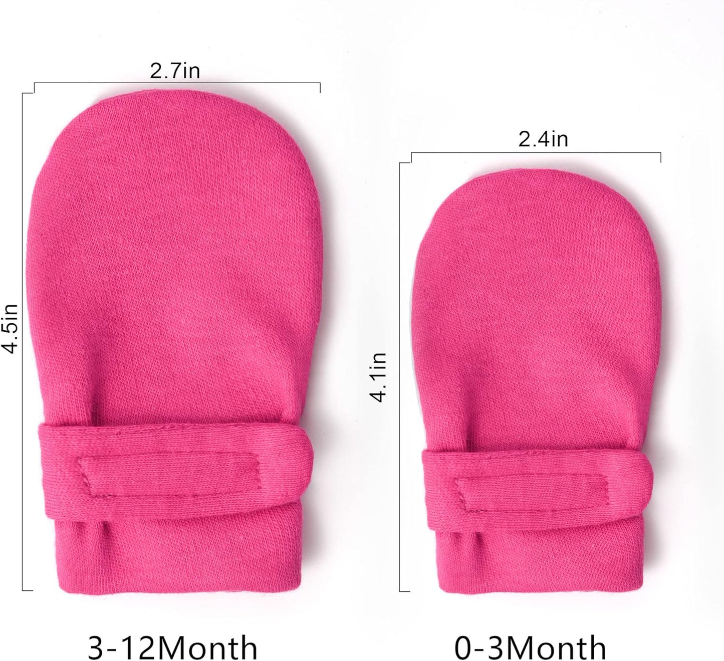 Newborn Baby No Scratch Mittens Stay On, 100% Cotton Breathable, Adjustable Infant Gloves for Baby Boys Girls Mittens