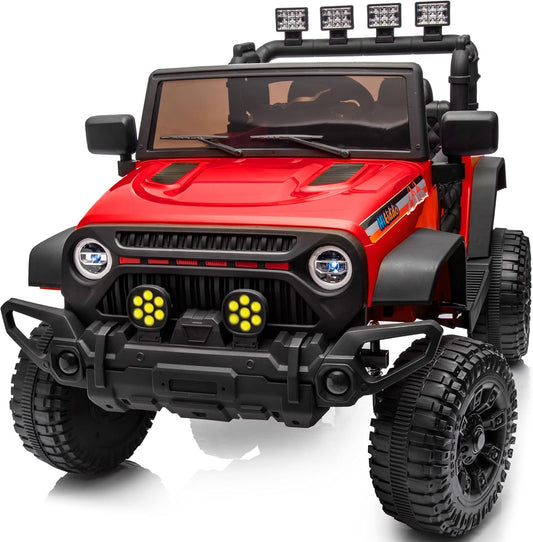 4WD Kids Ride on Car Truck, 12V 7Ah Kids Electric Vehicles Car Ride on Toy for Toddlers 3-5 with Remote Control - Red