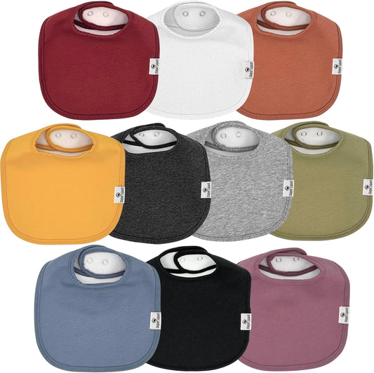 DiaperSquad's Baby Bibs for Drooling and Teething, Bibs for Boys, Baby Girl - Solid Cotton Baby Drool Bibs