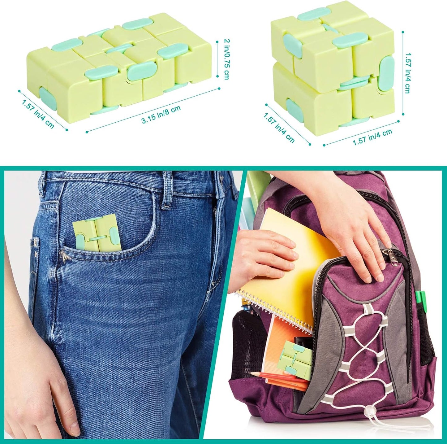 Infinitycube Fidget Toy Stress Relieving Fidgeting Game for Kids and Adults,Cute Pocket-sized Unique Gadget for Anxiety Relief and Kill Time (Macaron Yellow)