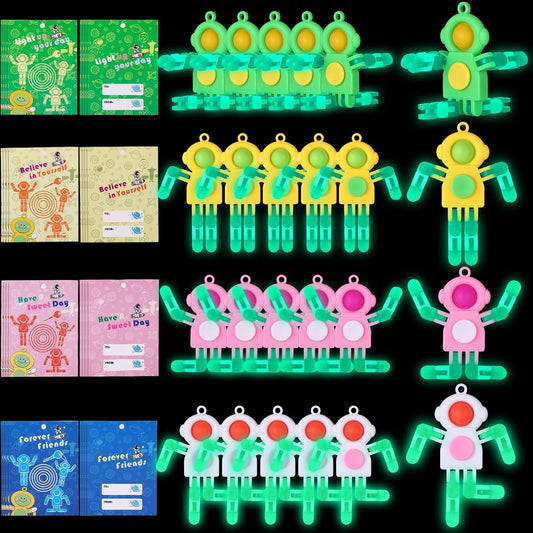 24Pcs Pop Fidget Spinners Bulk - DIY Deformable Astronaut Fingertip Toys with Cards Keychain Fidget Spinners Glow in The Dark Party Favors Sensory Toys Bulk for Kids Adults Classroom Prizes