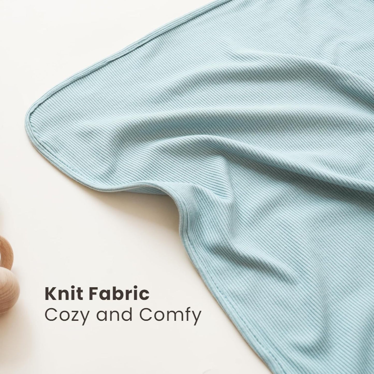 Konssy Knit Baby Blanket 2 Pack, Soft Ribbed Swaddle Receiving Blankets for Boys & Girls, Lightweight Cozy Swaddling Wrap for Newborns, Infants, & Toddlers, 33x42 Inch (Star,Blue)