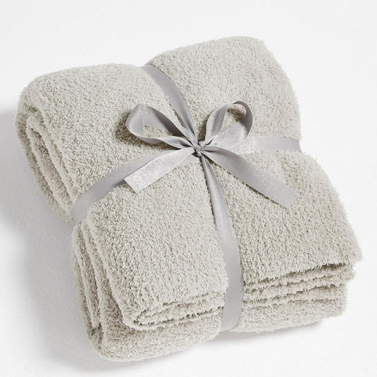 CYMULA Knit Throw Blanket for Couch Light Grey - Super Soft Lightweight Plush Fuzzy Fluffy Warm Cozy Blankets and Throws for Sofa Bed, 50 x 60 inches