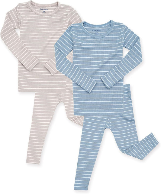 AVAUMA Stripe Pattern Baby Boys Girls Pajama Set Kids Toddler Snug fit Ribbed Sleepwear pjs for Daily Life Style