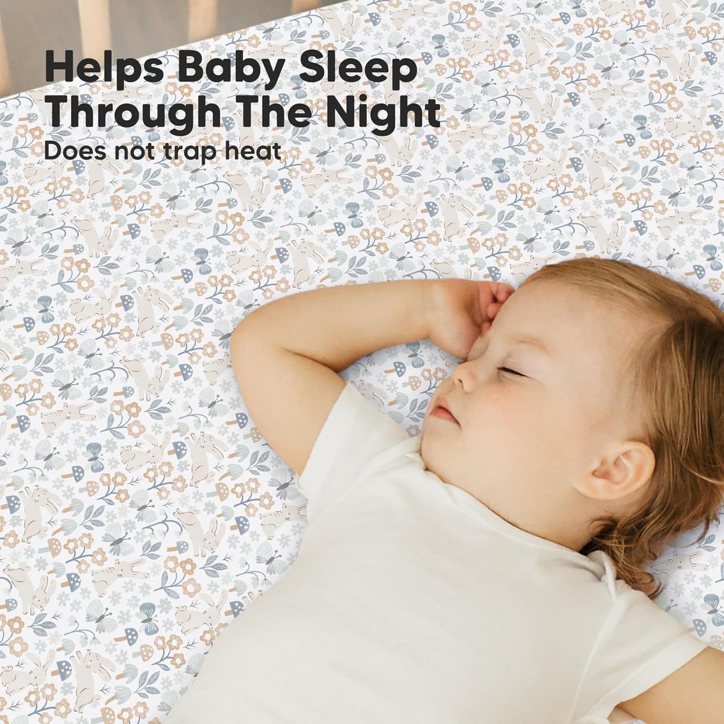 2-Pack Mini Crib Sheets Fitted - 38x26 Pack N Play Sheets for Pack and Play Mattress, Organic Cotton, Soft & Breathable Playard Bedding, Neutral Mini Toddler Bed Cover for Boys, Girls (Prairie)