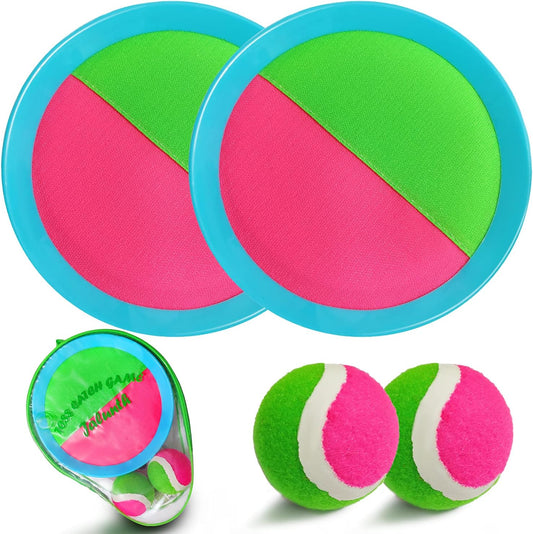 Jalunth Ball Catch Set Game Toss Paddle - Beach Toys Back Yard Outdoor Games Pool Backyard Target Throw Catch Sticky Set Age 3 4 5 6 7 8 9 10 11 12 Years Old Boys Girls Kids Easter Gifts Blue