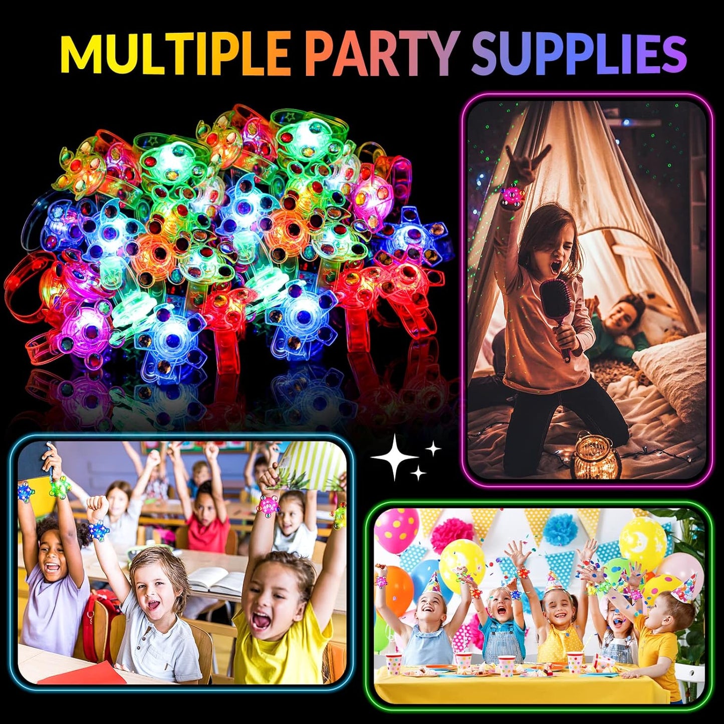 14 Pack LED Light Up Fidget Spinner Bracelets Party Favors for Kids 4-8 8-12, Glow in The Dark Party Supplies, Back to School Gift for Students, Return Gifts for Kids Birthday Halloween Classroom