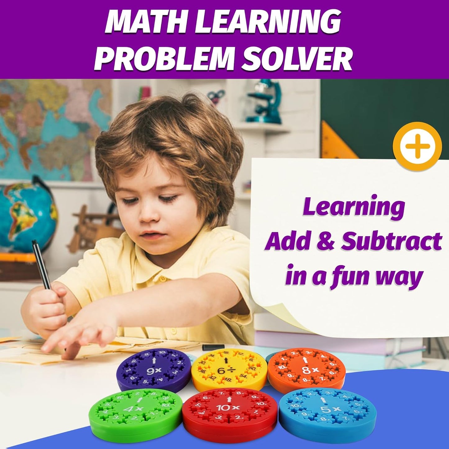 9PCS Math Fidget Spinners,Educational Math Fidget Spinner for Stimmers & Fidgeters in Home ＆School,Math Spinners Fidget Toys for Kids 3+ ,Math Fidget Toy Addition & Subtraction