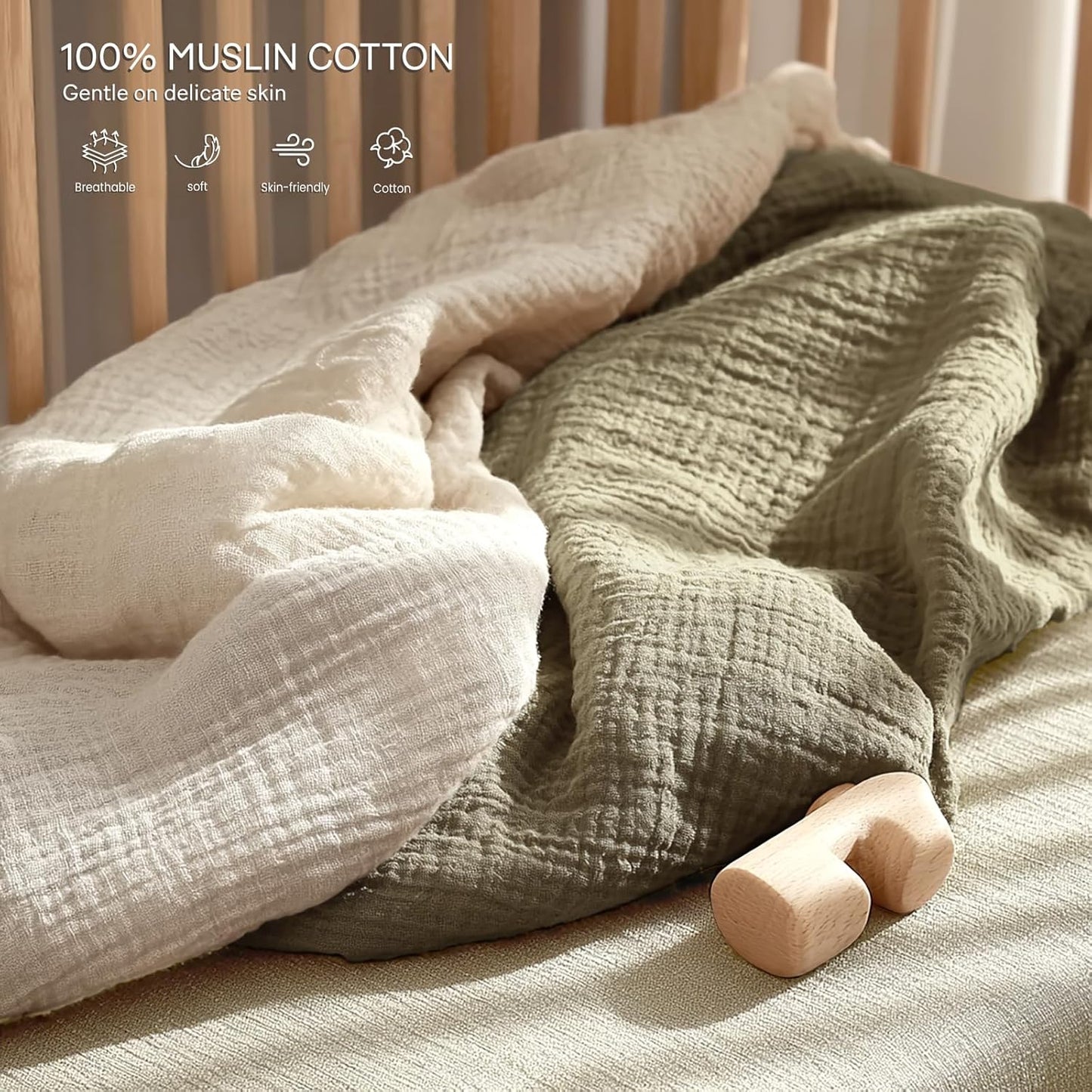 lulumoon Pack and Play Sheets Muslin: Cotton Fitted Sheets for Guava Family Pack N Play - Soft Playard Sheets for Boys and Girls 2Pack