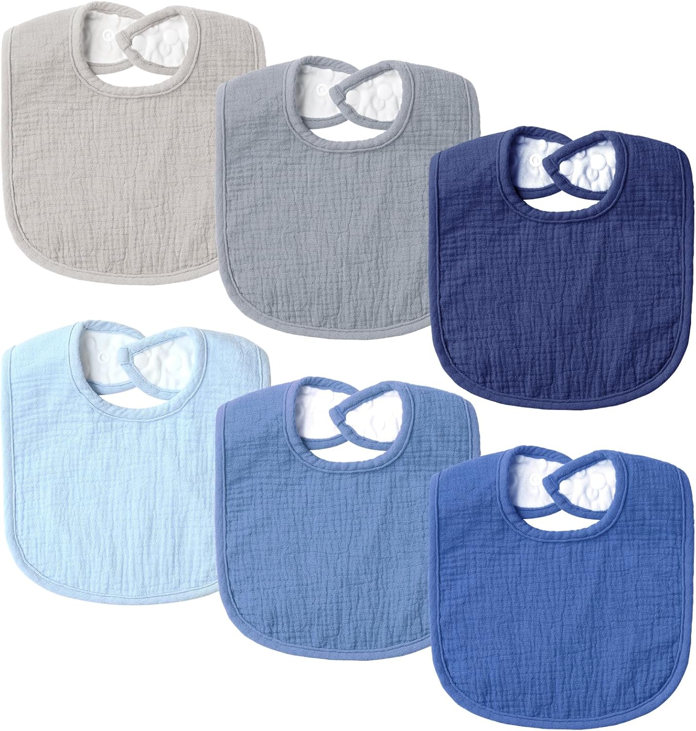 6-Pack Muslin Baby Bibs for Unisex Boys Girls, Cotton Baby Drool Bibs, Drooling and Teething Bibs for Infant