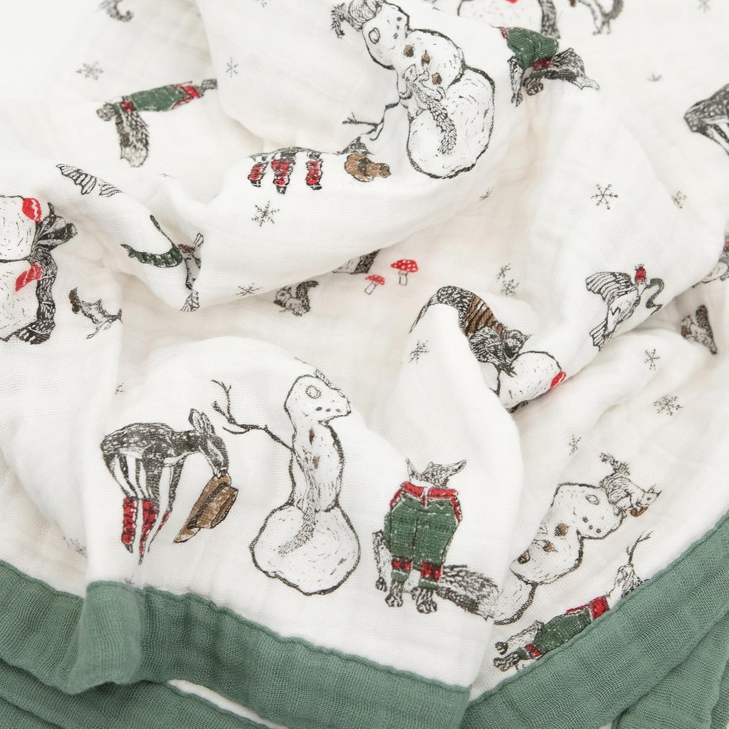 Little Unicorn Newborn Receiving Quilt | Ultra- Soft, Multi-Layered Muslin Fabric | Gift for Newborns & on-The-go (Snow Day)