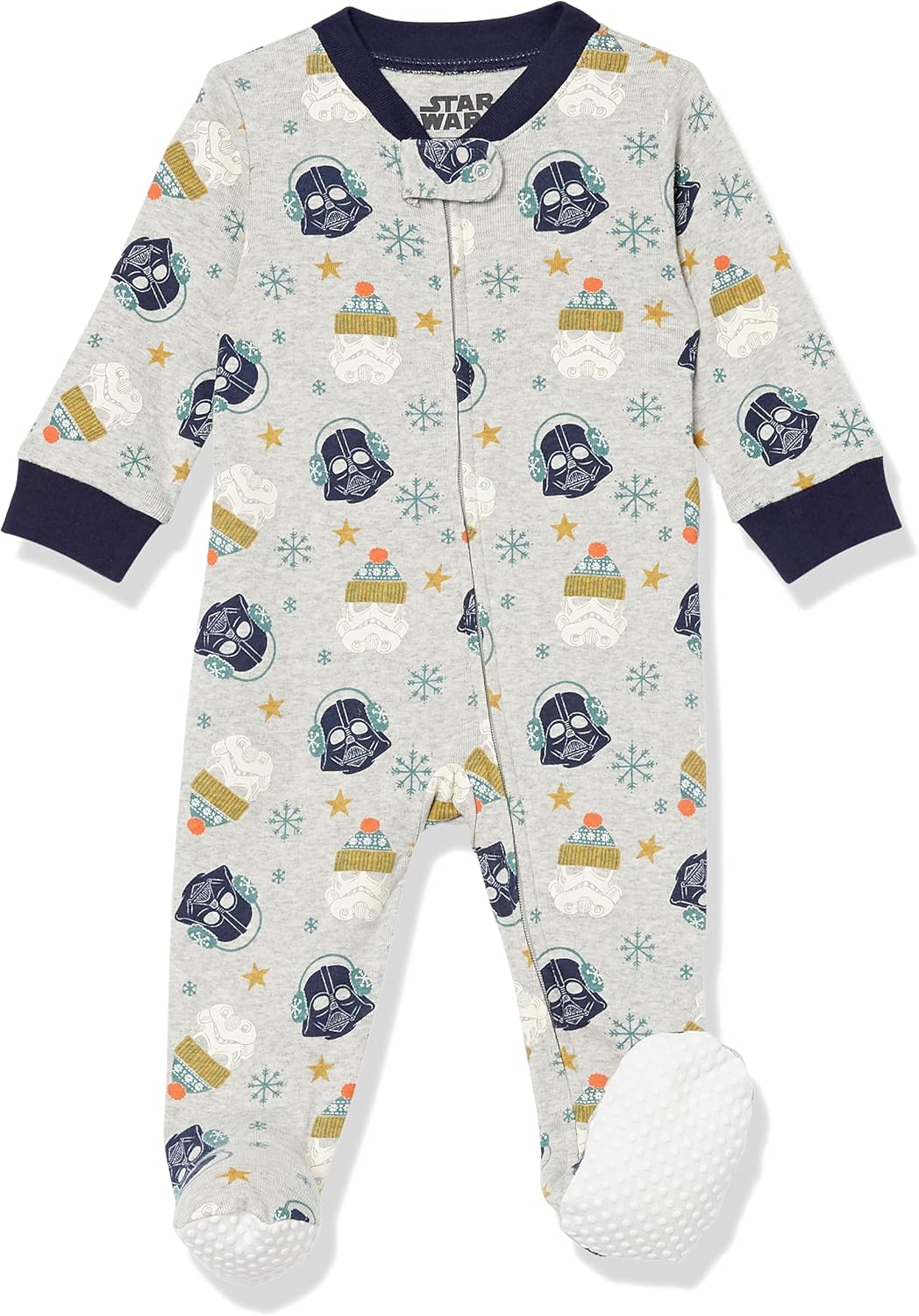Amazon Essentials Disney | Marvel | Star Wars Unisex Babies' and Toddlers' Snug-Fit Cotton Footed Pajamas, Multipacks