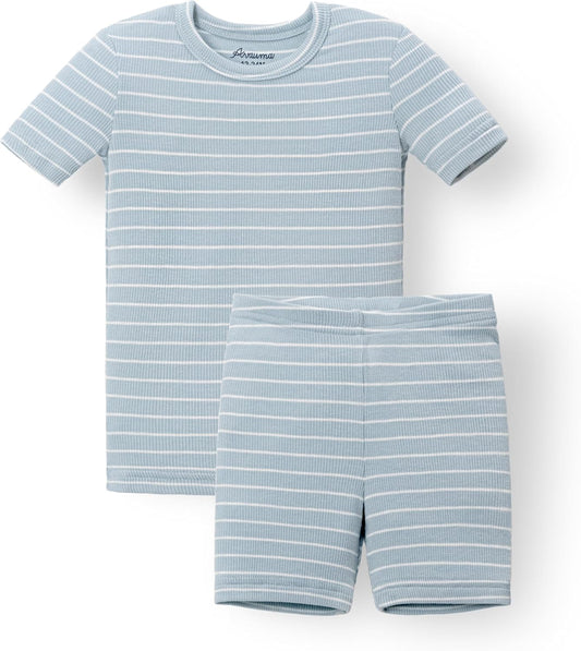AVAUMA Stripe Pattern Baby Boys Girls Pajama Set Kids Toddler Snug fit Ribbed Sleepwear pjs for Daily Life Style