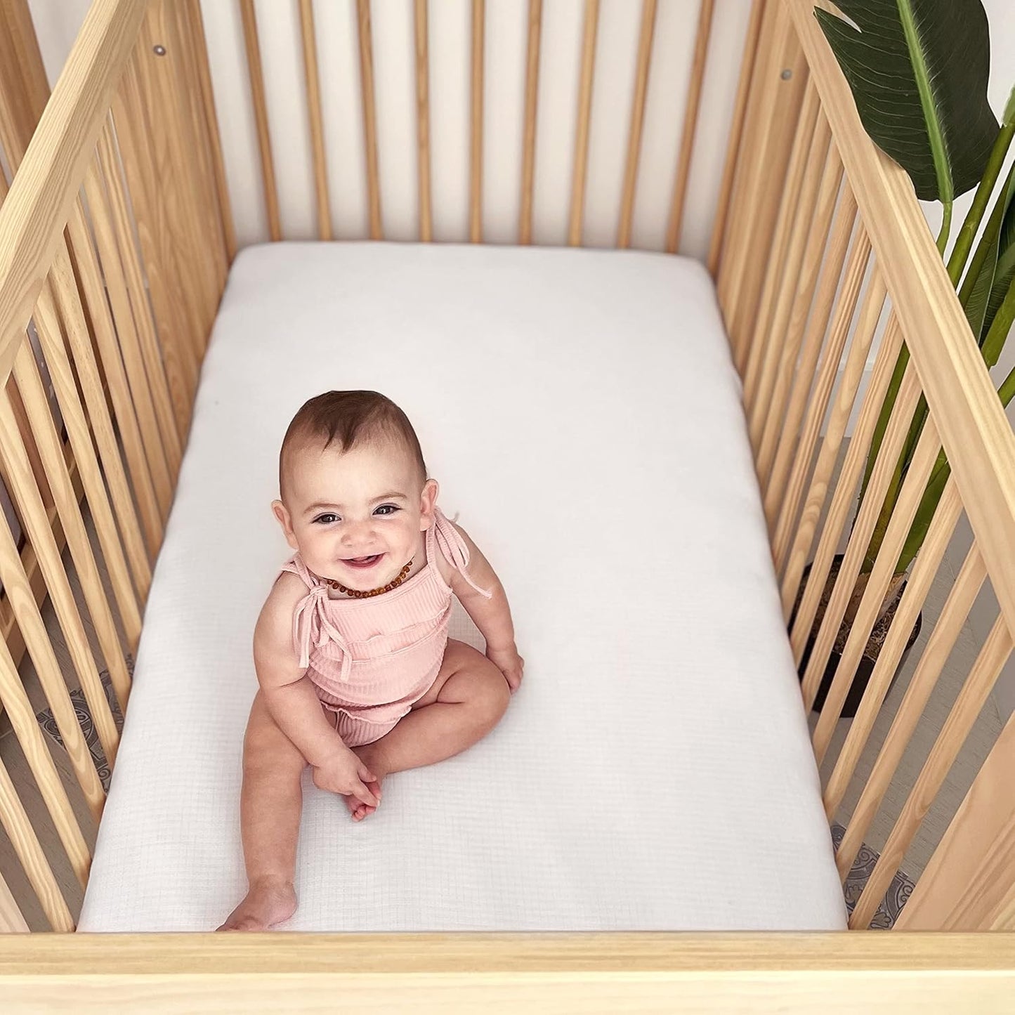 Newton Baby Organic Fitted Mini Crib Sheet (2-Pack) - Ultra-Breathable and Soft, 100% Organic Muslin Cotton, Machine Washable, Fit Any Mini Sized Crib 24" x 38" and up to 8", White