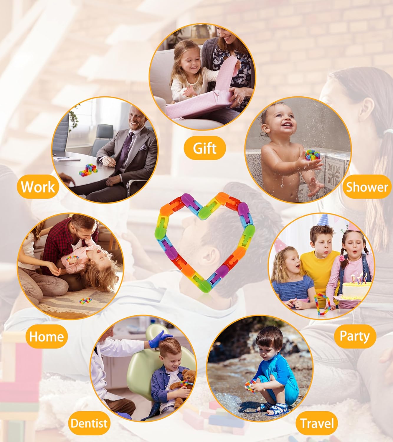 Ganowo 12 Pack Wacky Tracks - Rainbow Color Snap Click Fidget Toys for Kids Adults ADHD Finger Sensory Autism Stress Relief Keeps Fingers Busy and Minds Focused