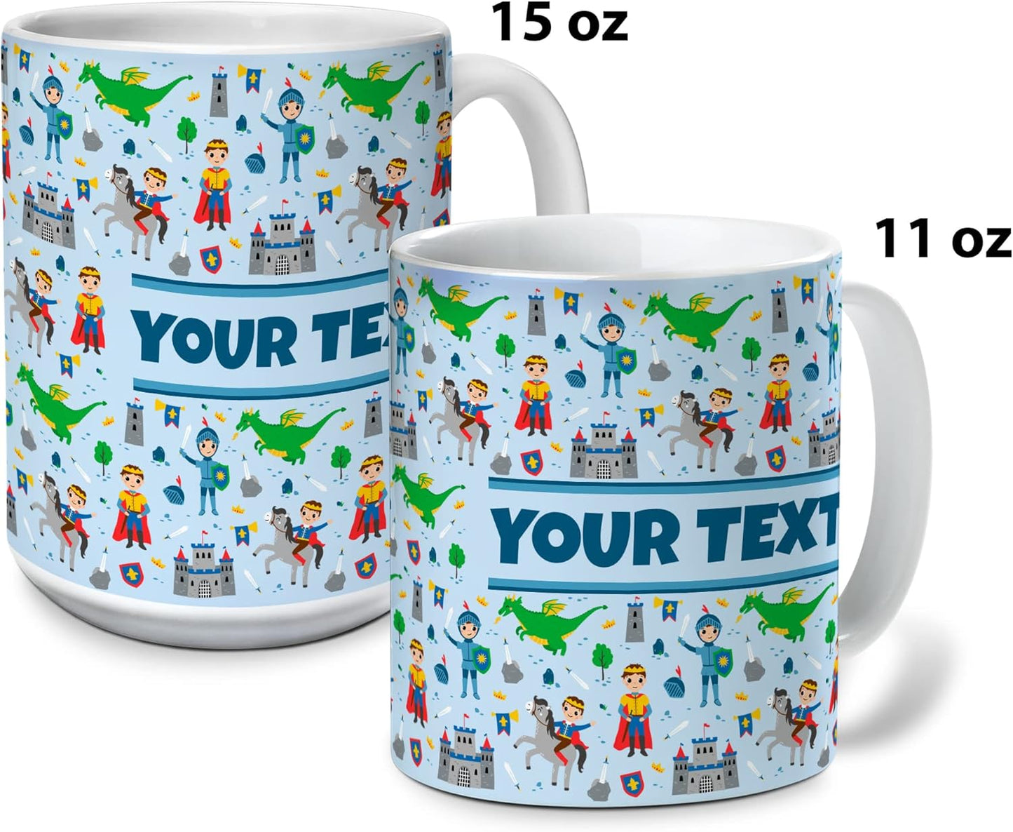 Personalized Mug for Kids - Princes - Custom Name/Text, Ceramic Hot Chocolate/Cocoa/Coffee Cup for Boys, Birthday/Christmas/Holiday Gift - 15 oz, Pink Handle