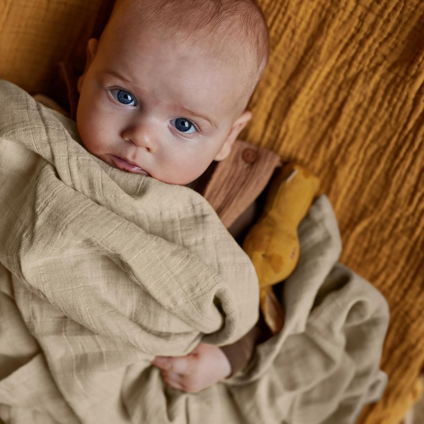 Swaddle - 100% Organic Cotton - Muslin Swaddle Blankets for Newborn, 47" x 47" 2-Pack (Fog/Blush)