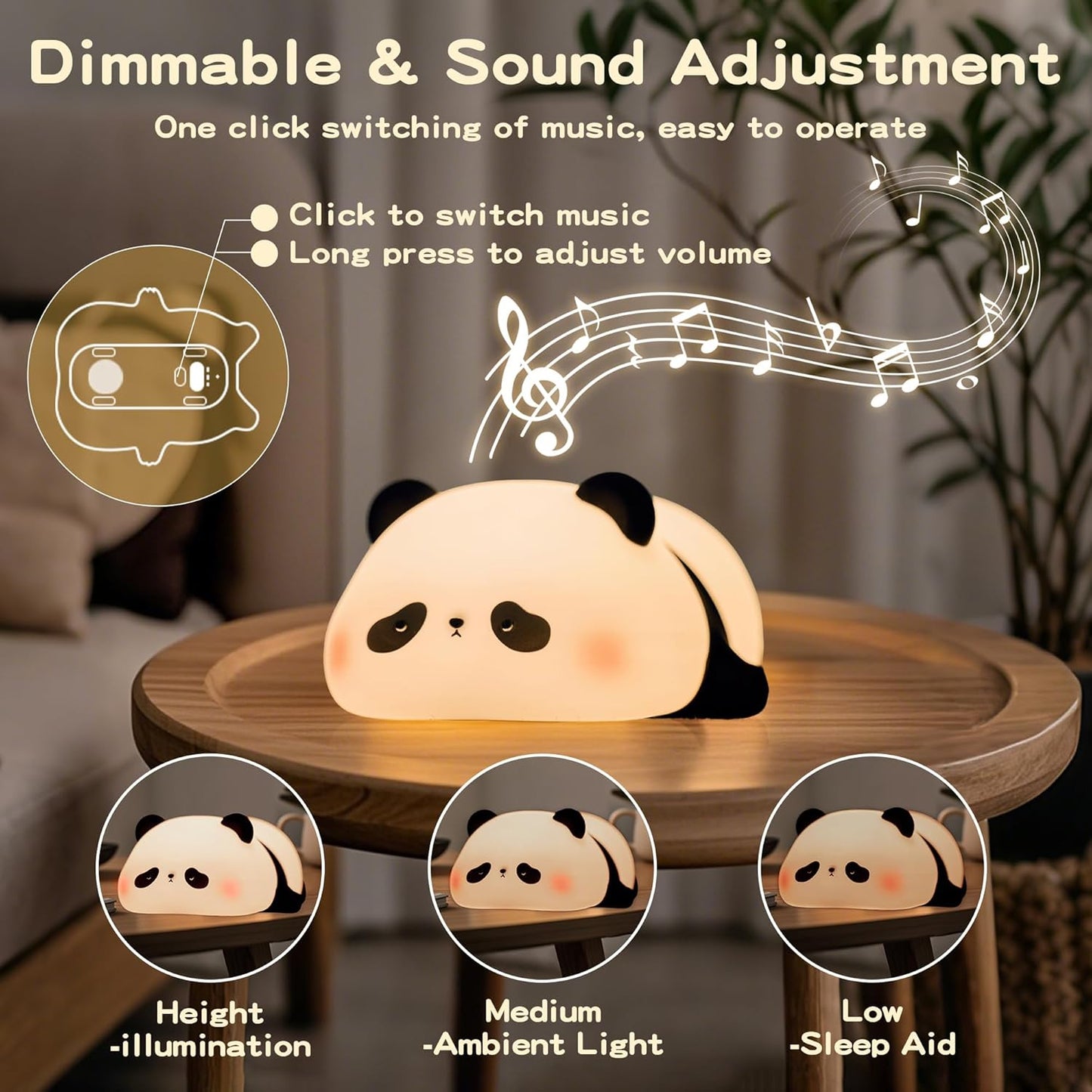 Panda Night Light with White Noise, Sound Machine for Baby Sleeping Aid,Toddler Sleep Trainer 4 Soothing Sleep Sounds,Timer/Dimmable Nursery Silicone Night Light, Cute Panda Gifts for Kids Boys/Girls