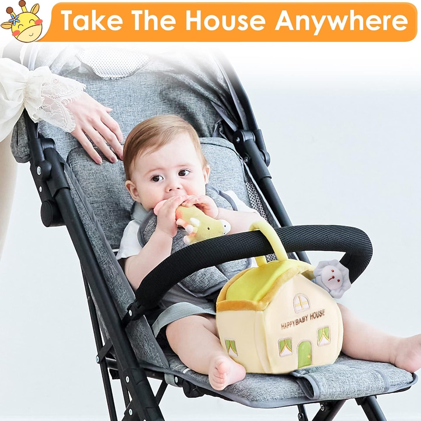 iPlay, iLearn Baby Toys 3 6 12 Month Newborn Gift, Infant Soft Jungle Stuffed Animal Rattle Plush Barn, First Birthday Basket Shower Stuffer, Boy Girl Sensory Hand Development Toy 2 4 7 9M 1 Yr-Jungle