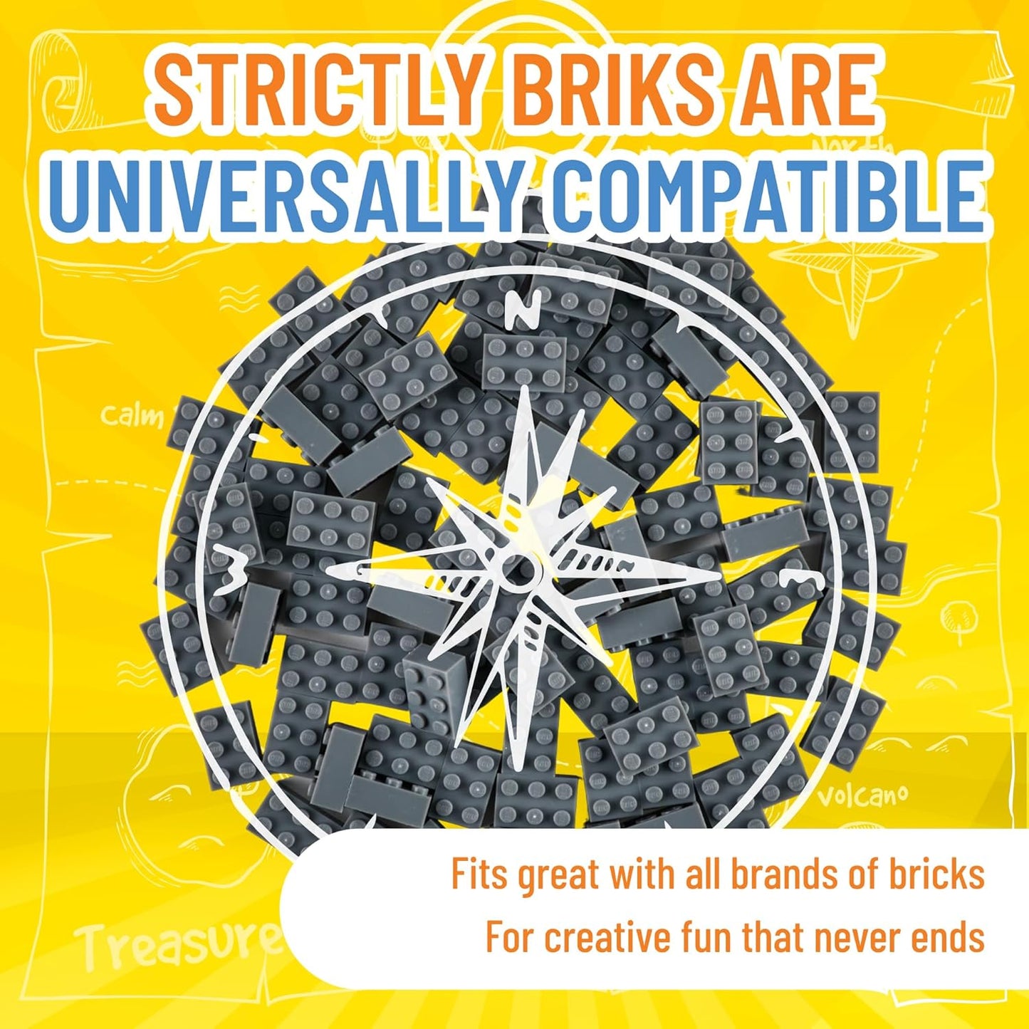 Strictly Briks Classic Bricks Starter Kit, Gray, 96 Pieces, 2x3 Studs, Building Creative Play Set for Ages 3 and Up, 100% Compatible with All Major Brick Brands
