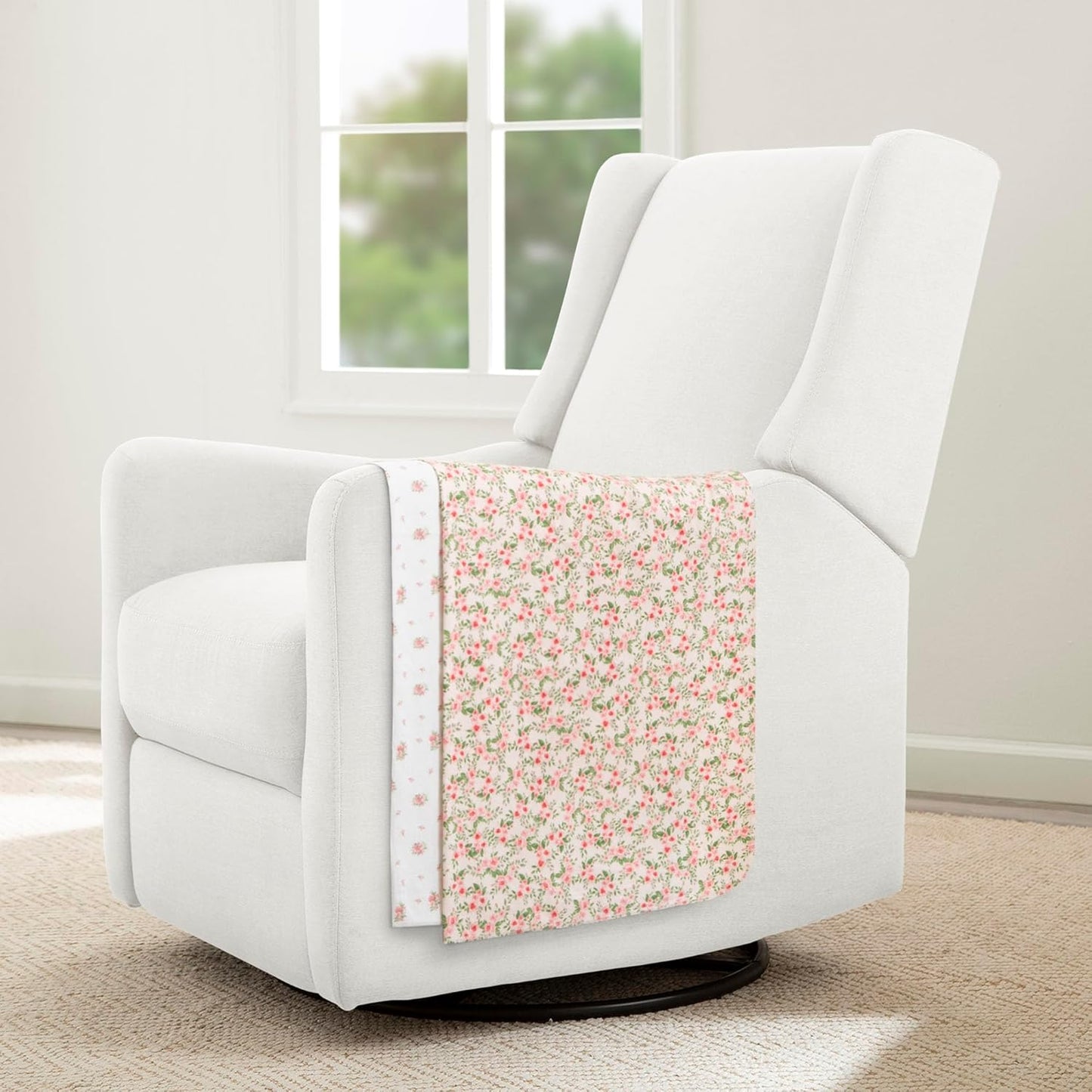 Delta Children 100% Cotton Flannel Baby Receiving Blankets for Girls and Boys – 30x30 Inches (Pack of 2), Pink Floral