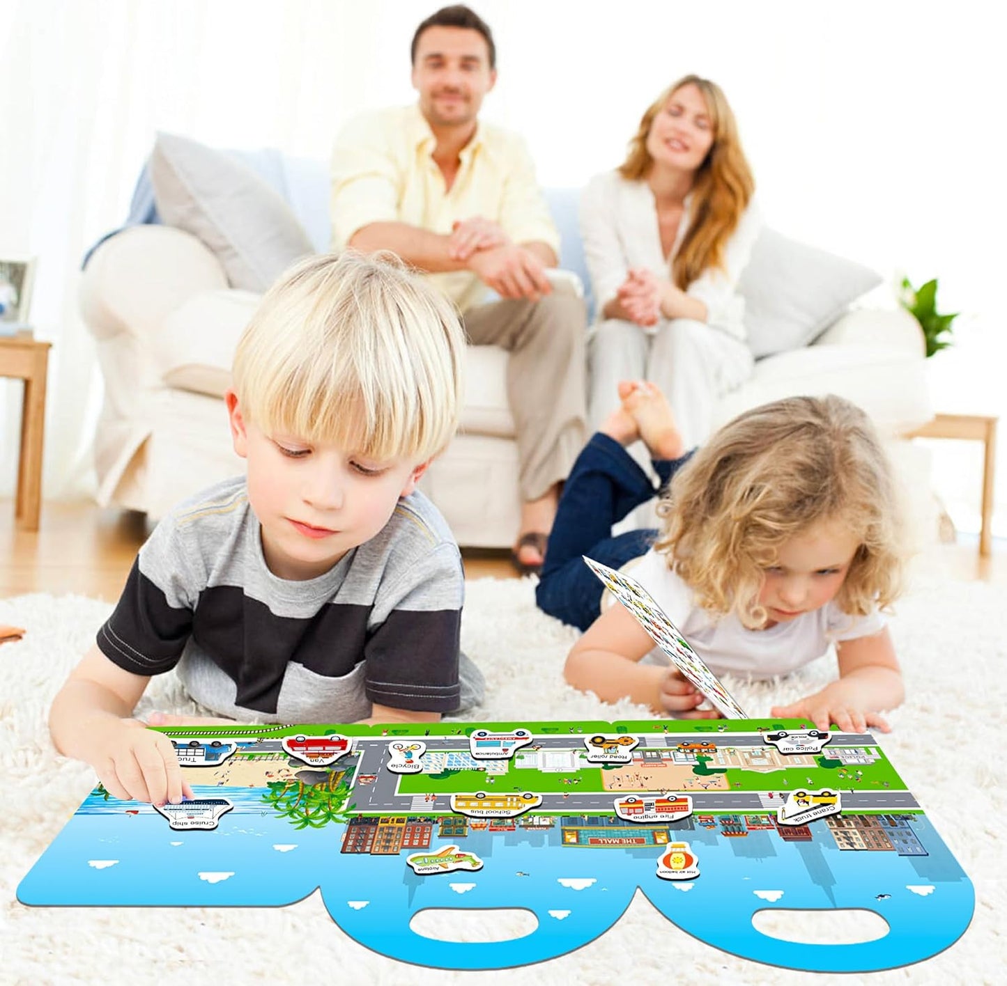 Reusable Sticker Books for Toddlers 1-3, Jelly Sticker Books for Kids 2-4, Vehicle Stickers for Kids