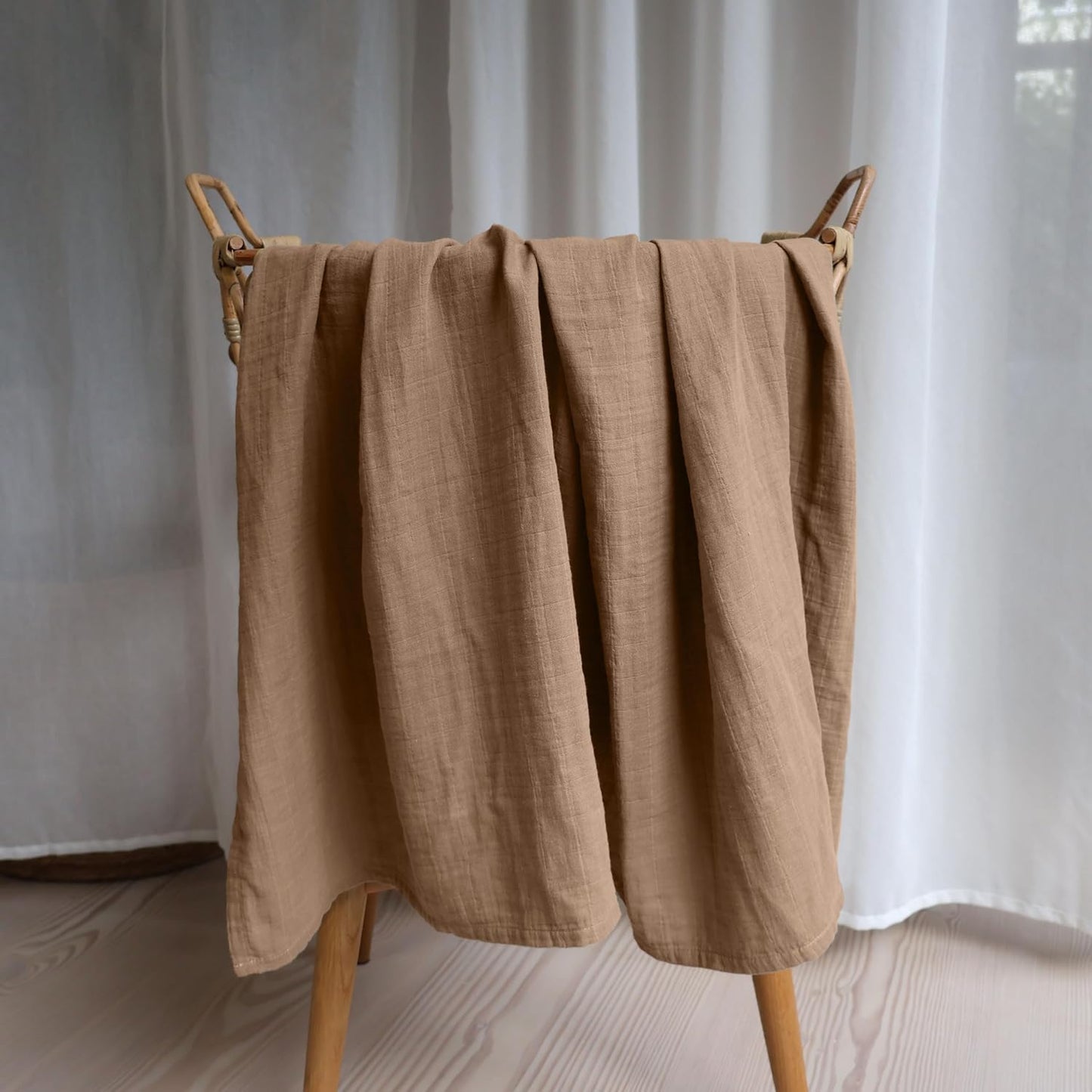 Swaddle - 100% Organic Cotton - Muslin Swaddle Blankets for Newborn, 47" x 47" (Natural)