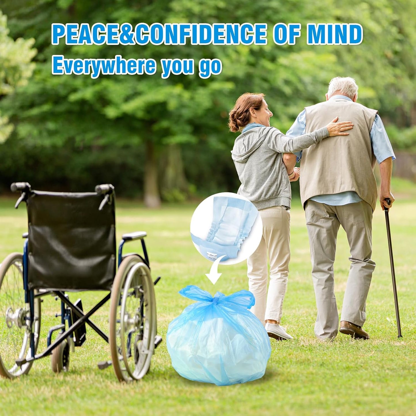 Large Adult Diaper Disposal Bags (18’’x23’’), 288 pcs Value Pack, Scented, Elderly Waste Diaper Disposable Bags, Baby Dirty Diapers Poop Trash Bags, Sanitary Product Disposal,Colorful