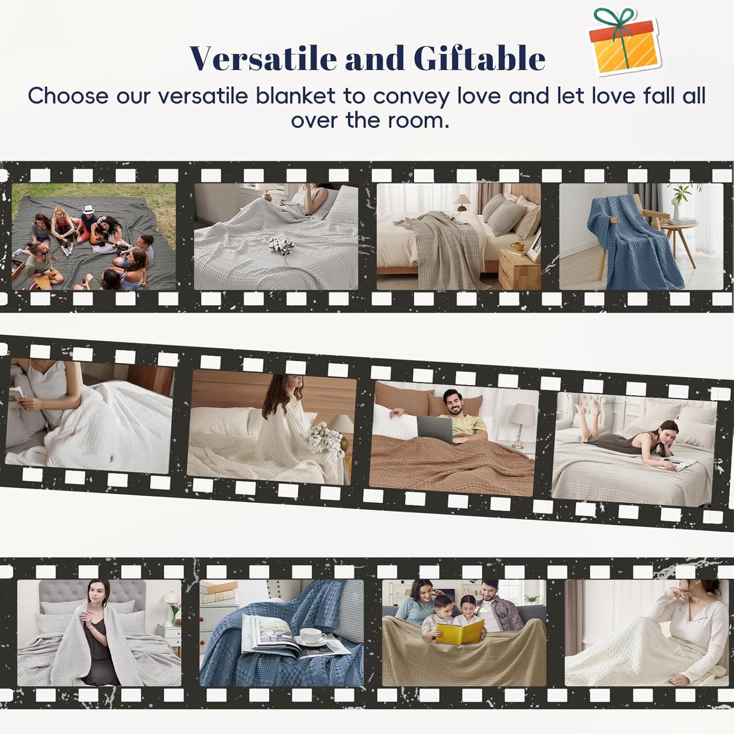 PHF 100% Cotton Waffle Weave Blanket King Size, Soft Lightweight Breathable Cozy Summer Blankets for Bed, Luxury Aesthetic Woven Bedding for Home Decor, 108"x90", Canyon Clay