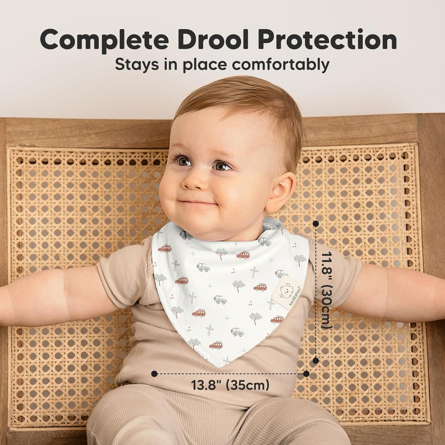 8-Pack Organic Baby Bandana Bibs for Boys, Girls - Super Absorbent Triangle Baby Bibs for Drooling and Teething Infant, 100% Cotton Extra Soft for Newborn, Infant 0-36 Months (Wilderness)