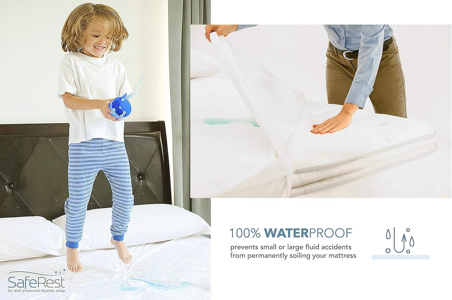 SafeRest Zippered Mattress Protector - Premium 9-12 Inch Waterproof Mattress Cover for Bed - Breathable, Noiseless Washable Mattress Encasement - Twin XL