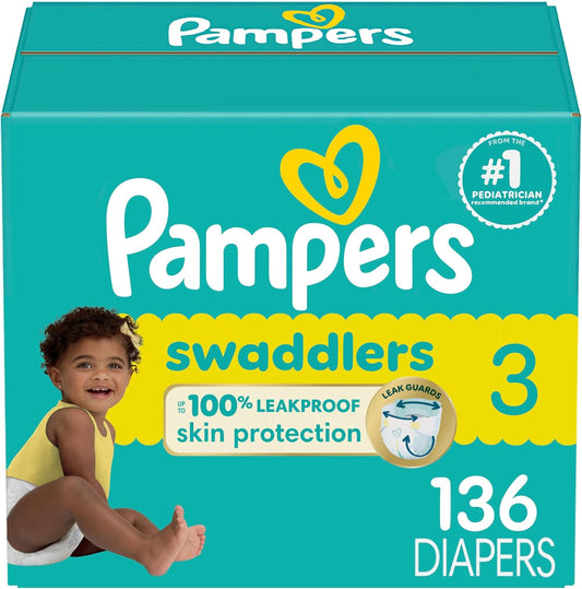Pampers Baby Diapers - Swaddlers - Size 3, 136 Count, Ultra Absorbent Disposable Infant Diaper