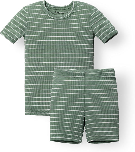 AVAUMA Stripe Pattern Baby Boys Girls Pajama Set Kids Toddler Snug fit Ribbed Sleepwear pjs for Daily Life Style