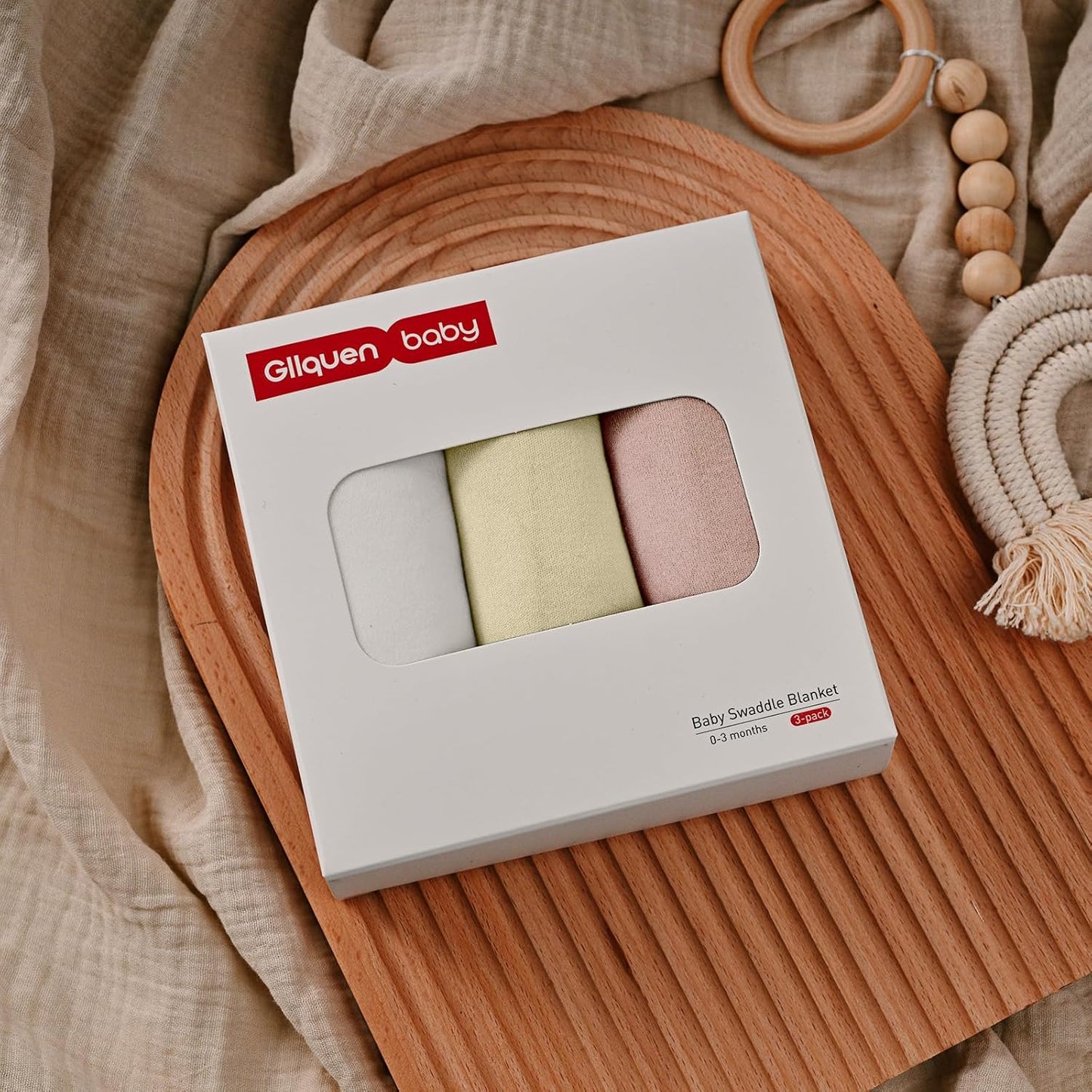 GLLQUEN BABY Swaddle Blankets for Baby Girl & Boy, Easy Adjustable Sleep Sack, Newborn Swaddles for 0-3 Months, Baby Sleep Sack, Pink & Yellow Tone, Swaddling Blankets 3 Pack Wrap Set