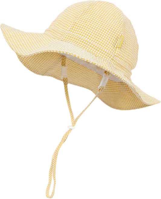 Baby & Toddler Wide Brim Sun Hats UPF 50+ Sun Protection Bucket Cap Cute Adjustable Hat in Seersucker