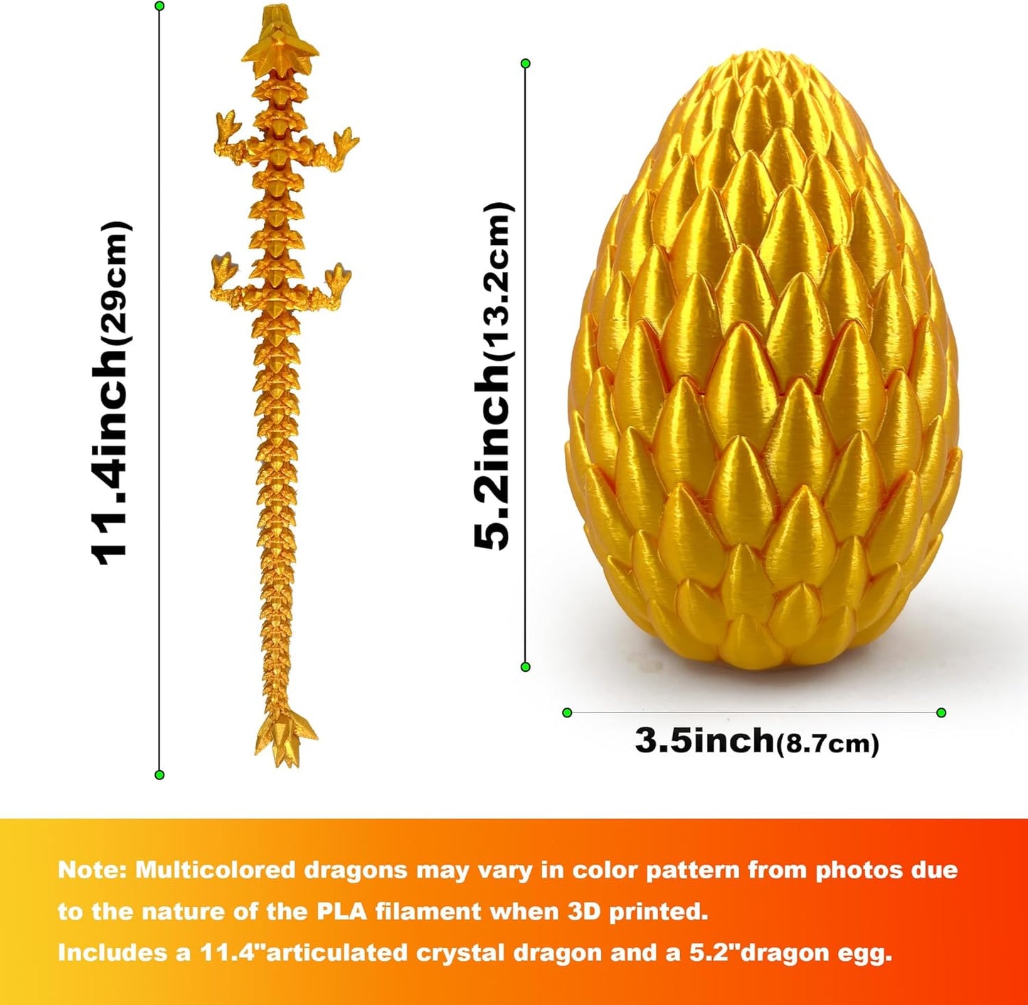 3D Printed Dragon in Egg,Full Articulated Dragon Dragon with Dragon Egg,Flexible Joints Suitable for Administrative Desk (Yellow)