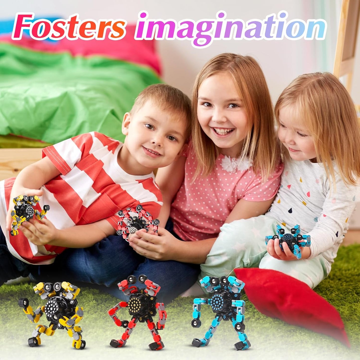 Transformable Fidget Spinners for Kids and Adults Stress Relief Sensory Toys for Boys and Girls Fingertip Gyros for ADHD Autism for Kids (Fidget Toys 48pc)