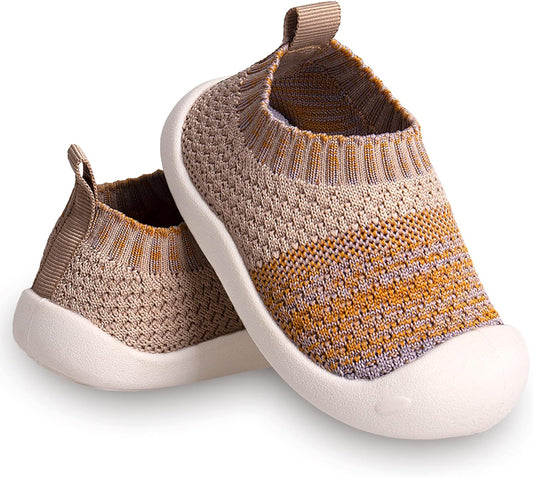 Baby First-Walking Shoes 1-4 Years Kid Shoes Trainers Toddler Infant Boys Girls Soft Sole Non Slip Cotton Canvas Mesh Breathable Lightweight TPR Material Slip-on Sneakers Outdoor