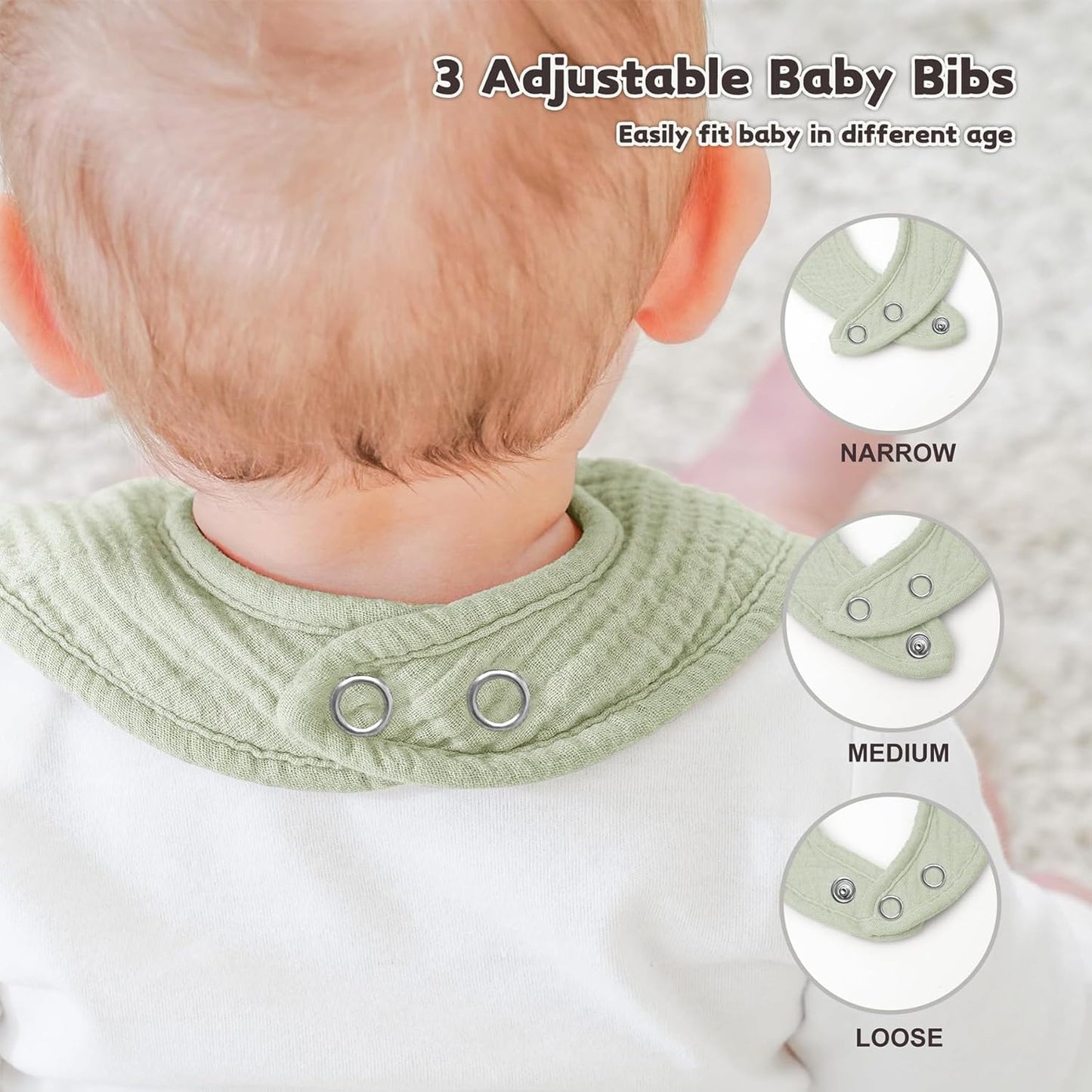 AMAWMW Muslin Baby Bibs for Unisex Boys Girls 6Pack Baby Bandana Drool Bibs Adjustable Newborn Bib for Drooling & Teething