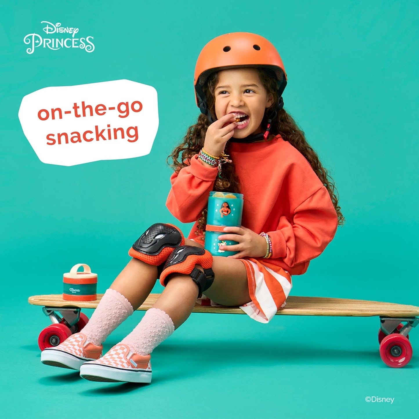 Whiskware Disney Princess Moana, Stackable Snack Containers for Kids, 3 Stackable Snack Cups for School or Travel, Formula and Cupholder Friendly, Moana and Pua