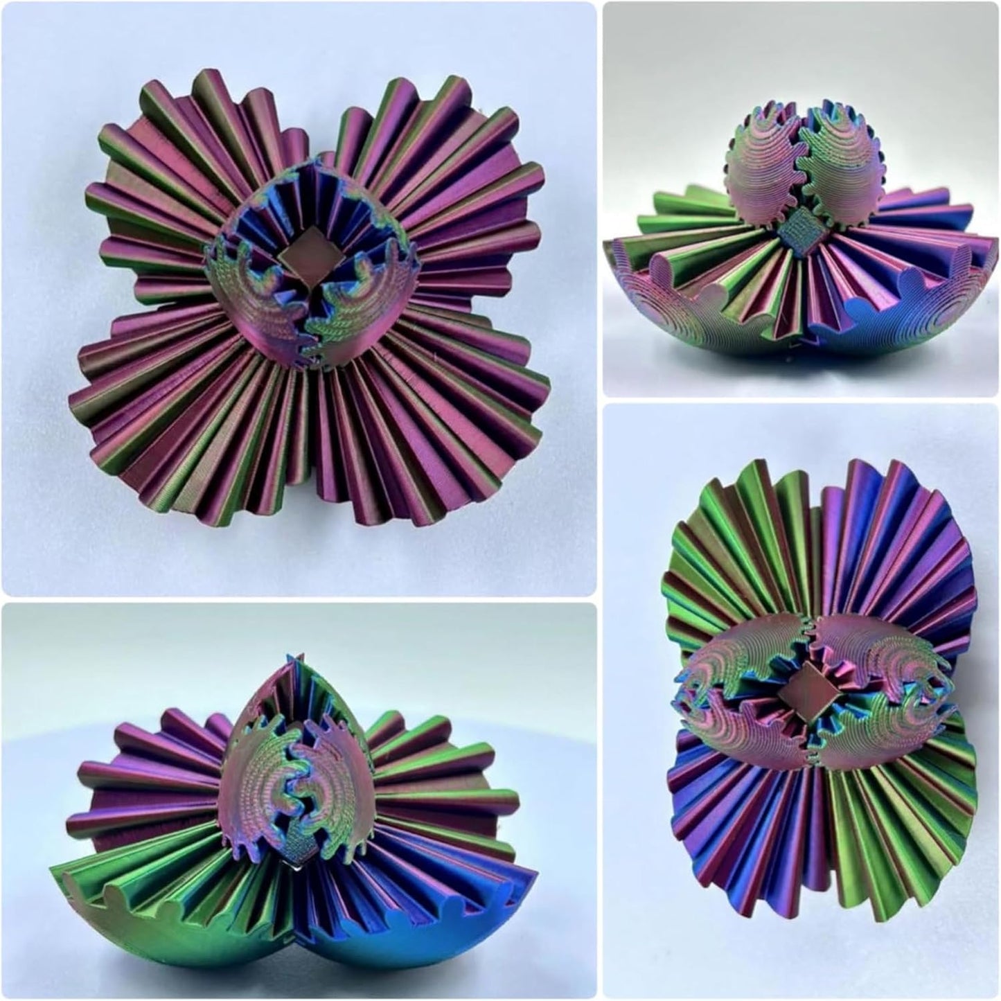 Gear Ball for ADHD 3D Printed Gear Ball Spin Ball Fidget Toy - Gearsphere Gear Ball for Stress and Anxiety Relaxing Fidget Ball - Ideal for Sensory Needs and Autism (Red Blue)