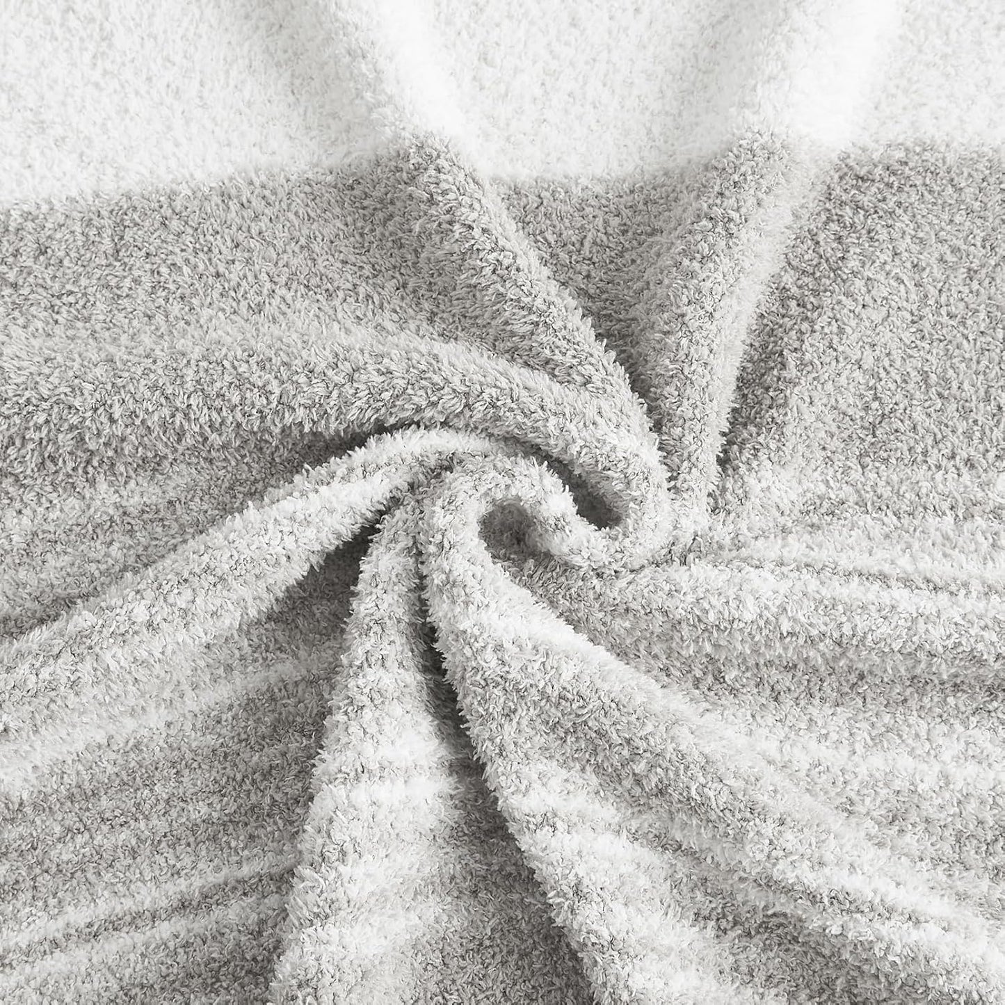 WRENGONGE Light Grey Throw Blanket, 50x70 Soft Cozy Striped Throw Blankets for Couch, Sofa, Bed, Travel, Lightweight Fluffy Warm Plush Decorative Blankets for Women, Men,Kids Gift